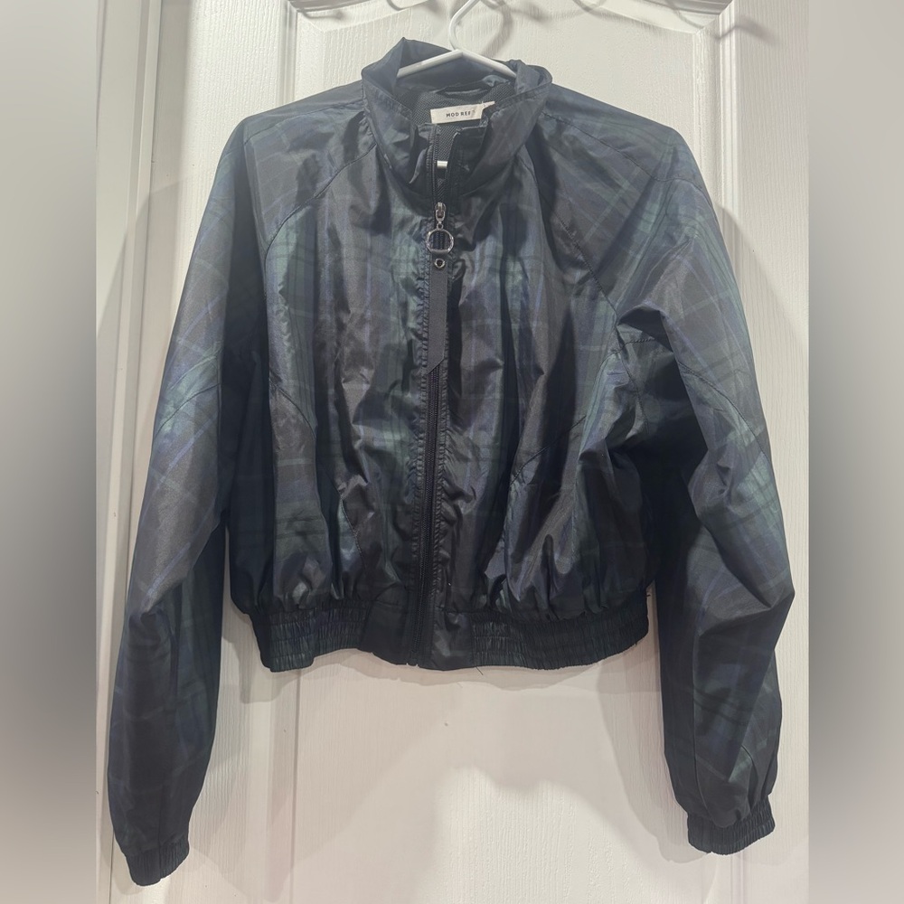 Mod Ref Black and Blue Plaid Bomber Jacket